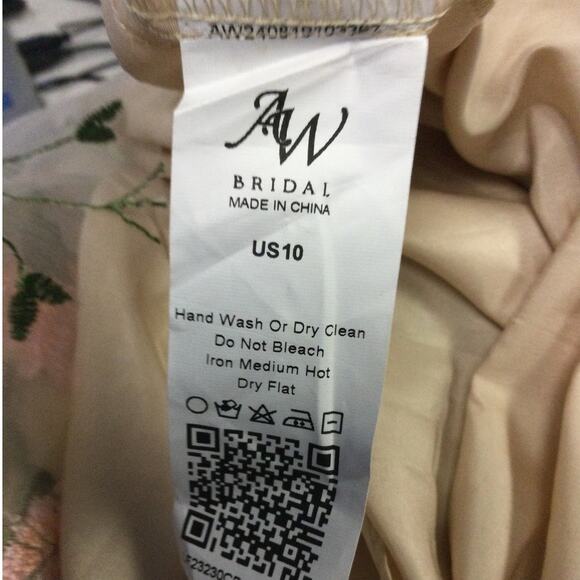 AW BRIDAL 10 L Cream Carole Floral Wedding Guest Formal Party Maxi Dress b131 - Picture 8 of 8